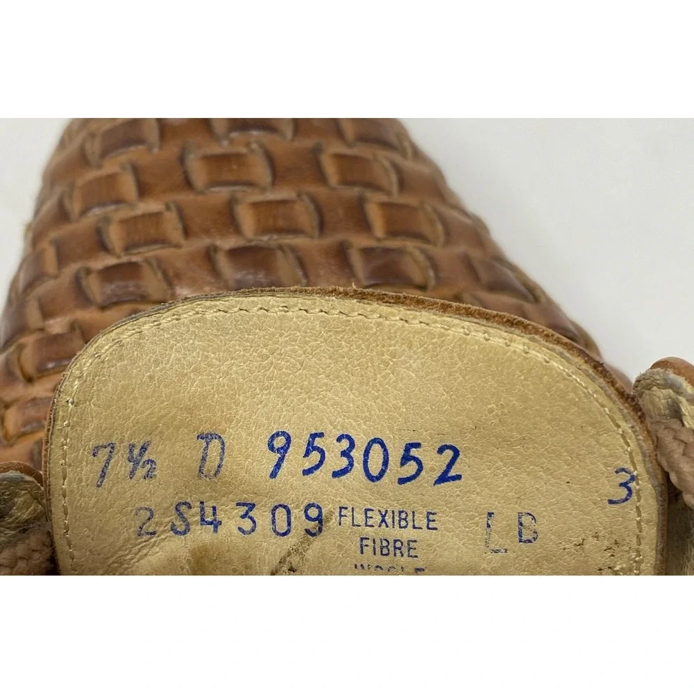 Florsheim Royal Imperial Mens 7.5D Woven Brown Leather‎ Lace Up Made In USA